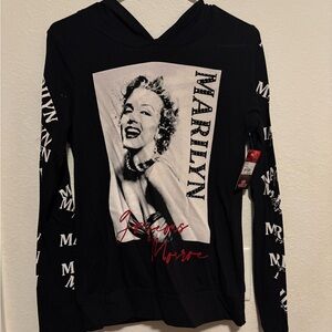 Marilyn Graphic Black Hoodie Top